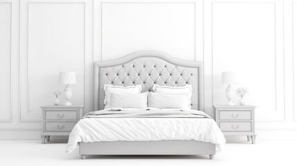 Elegant hotel bedroom isolated against a background