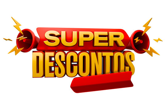 Super Discounts 3d render label isolated in transparent background