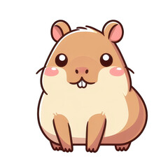 Fototapeta premium A cute cartoon hamster with a pink nose and a pink mouth