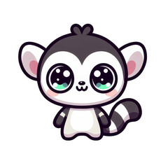 A cute cartoon monkey with a striped tail