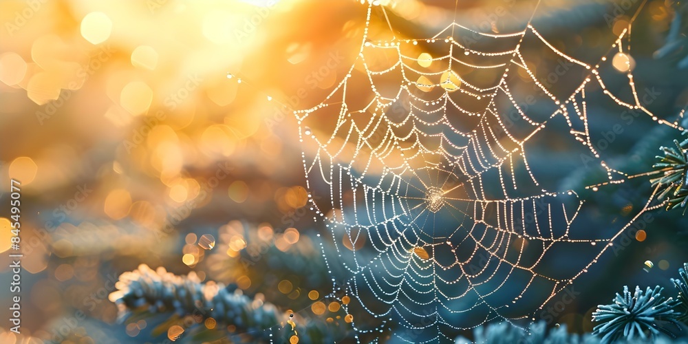 Aufkleber spider webs as a model for resilient, adaptable, and efficient network infrastructure. concept spide