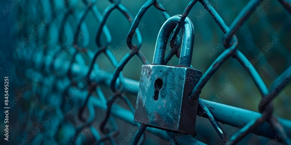 Poster enhance data security with cybersecurity measures such as login verification, digital padlocks, and 
