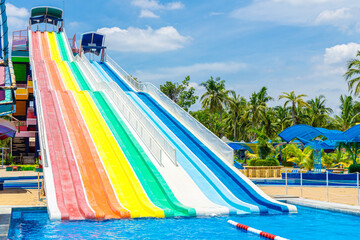 Water Slider, Siam Amazing Park. Water Park Funny Happy activity fresh cool in Summer season.