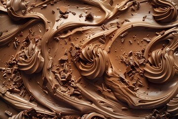 Close-up of Swirled Chocolate with Chocolate Flakes