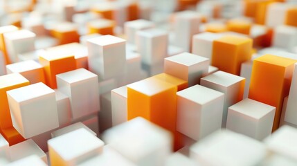 abstract background with cubes in white and orange colors