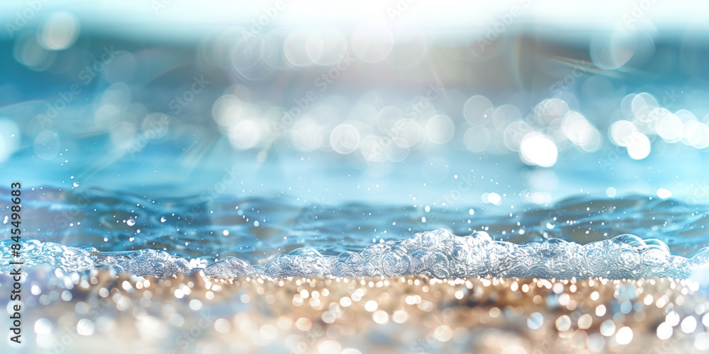 Poster abstract background with blurry lights on sea water. caustics and bokeh. created with generative ai 