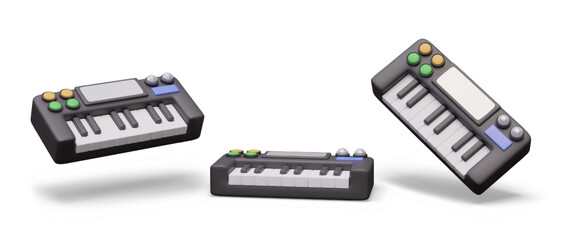 Realistic synthesizer in cartoon style. Electronic device for modern music