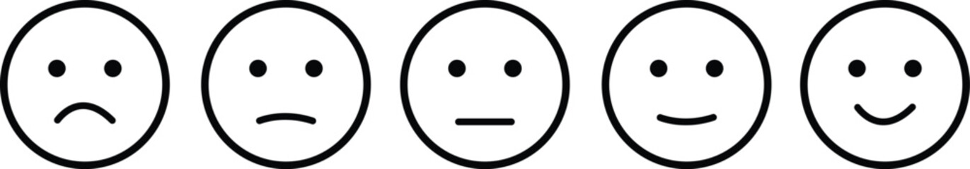 Sad Emoticon Icon set, Realistic Emoji faces, Emojis flat style. face neutral blame, tears, happy smiley faces reactions, isolated in transparent background for emoticon characters design collection.