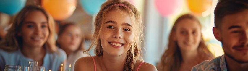 Naklejka premium Surprise Party for a Teenager s Sweet Sixteen with Family and Friends