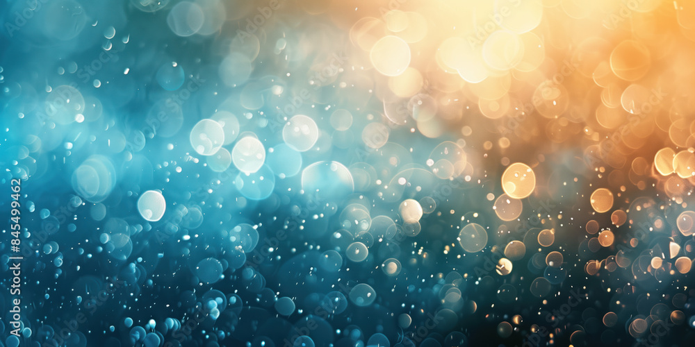 Poster abstract background with blurry lights on sea water. caustics and bokeh. created with generative ai 