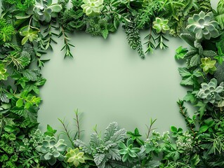 EcoFriendly Design A square frame with plants grown in ecofriendly, sustainable materialson white background