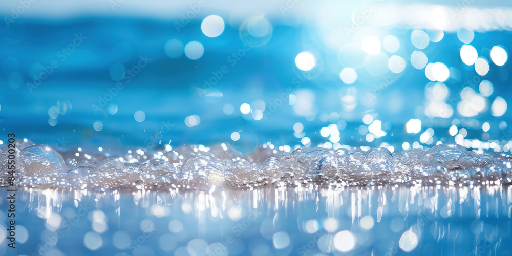 Poster abstract background with blurry lights on sea water. caustics and bokeh. created with generative ai 