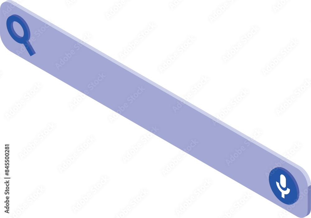 Poster isometric empty search bar with magnifying glass and microphone icon for searching on the internet