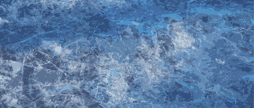 Realistic  illustration of an ice surface of the river. Texture of ice shards. Winter background