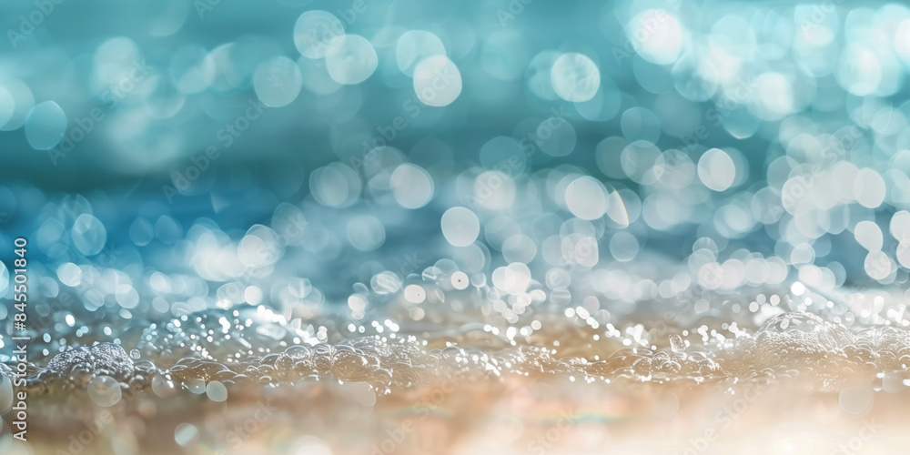 Poster abstract background with blurry lights on sea water. caustics and bokeh. created with generative ai 