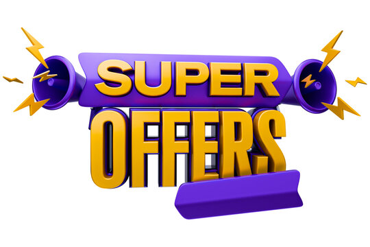Super offers 3d render label isolated in transparent background