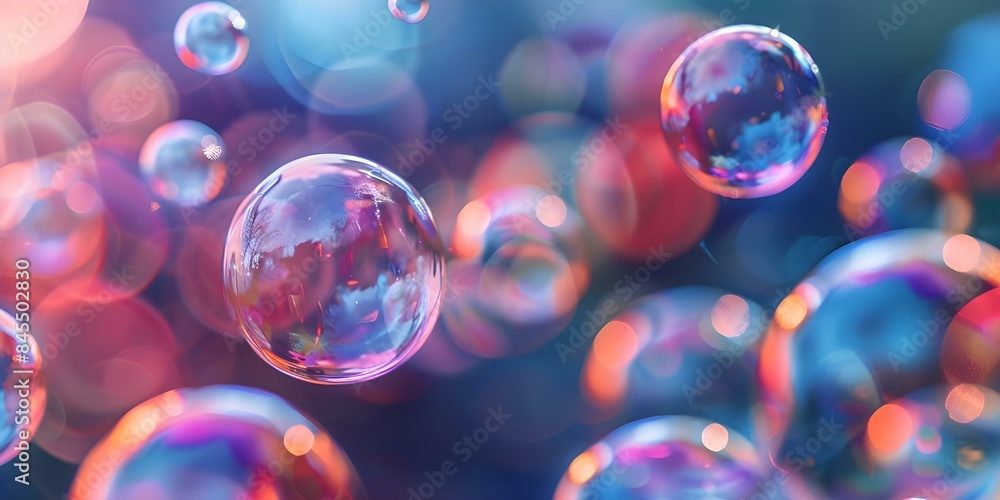 Poster ai-powered generative cleaning simulation with realistic colored bubbles. concept ai simulations, ge