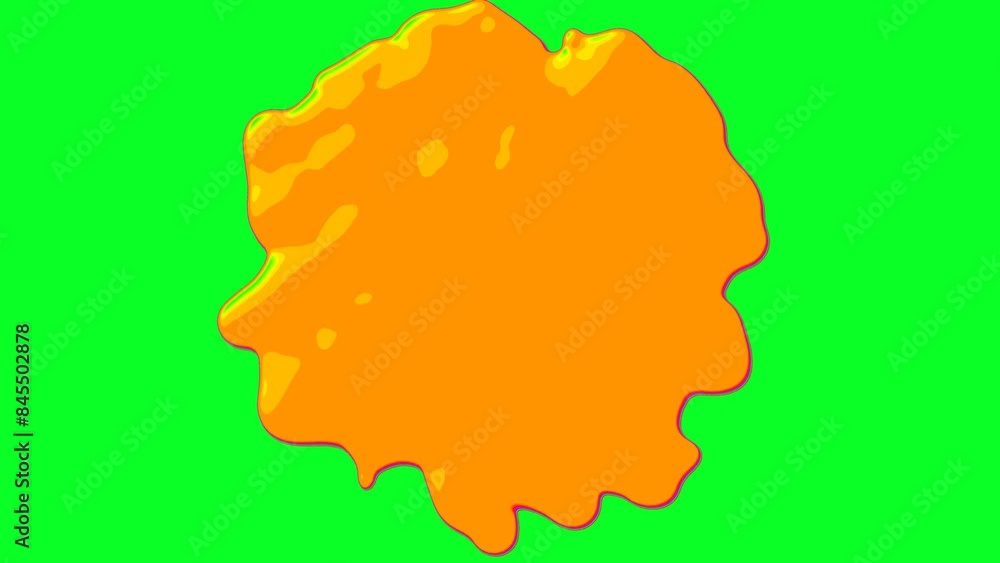 Wall mural 3d loop animation of abstract smooth orange liquid shape, like a portal on a green screen.