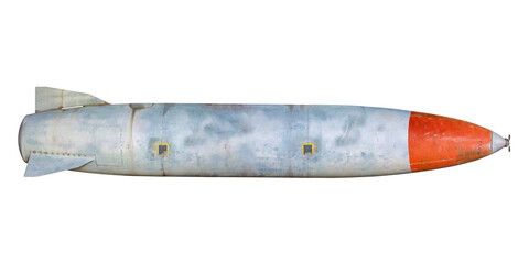 Ancient weathered military missile bomb