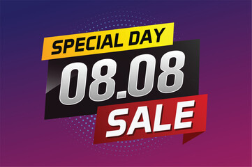 8.8 Special day sale word concept vector illustration with ribbon and 3d style for use landing page, template, ui, web, mobile app, poster, banner, flyer, background, gift card, coupon

