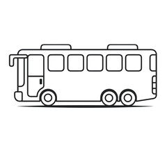 bus drawing with line art style. Isolated on white background. Simple design outline style. You can give color you want. For coloring. Vector illustration
