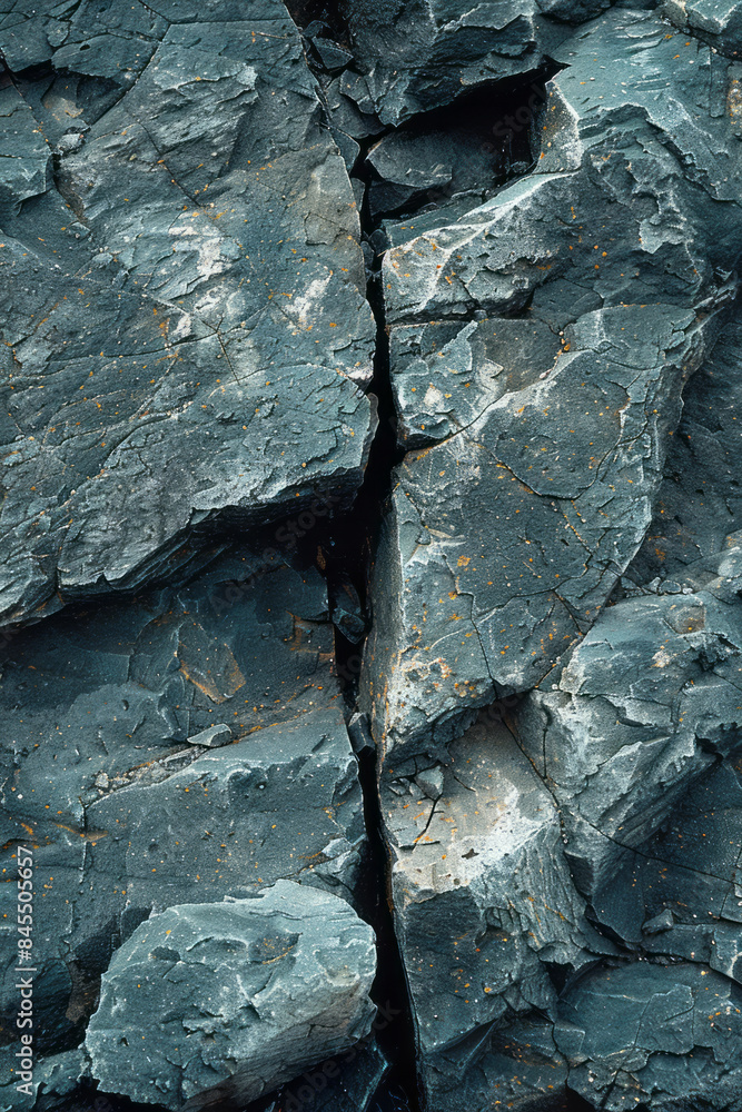 Poster simple image of a naturally shaped stone with cracks and textures,