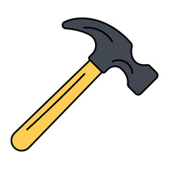 carpentry claw hammer concept, woodworking framing hammer leather-wrapped handle vector outline design, Industrial EquipmentSymbol, 1st of May Sign,  International Workers Day stock illustration