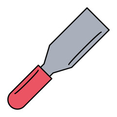Chisel concept, cutting tool with a sharpened edge at the end of a metal blade vector outline design, Industrial EquipmentSymbol, 1st of May Sign,  International Workers Day stock illustration