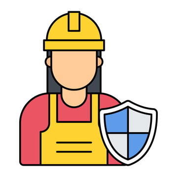 female construction worker holding shield clip art preview