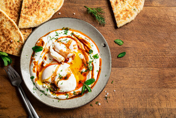 Turkish eggs Cilbir, Turkish breakfast