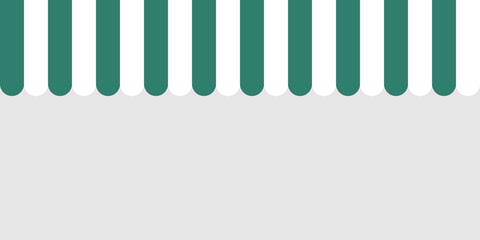 Green and white striped shop awning