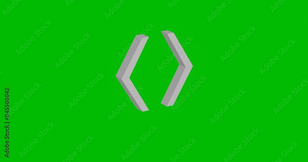 Poster animation of rotation of a white angle brackets symbol with shadow. simple and complex rotation. sea