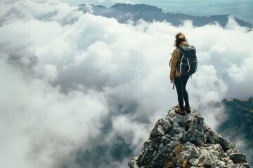 Hiker Woman: Experiencing the Amazing Adventure on Mountain Top