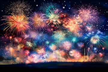 Fototapeta premium 夜空に咲く花火