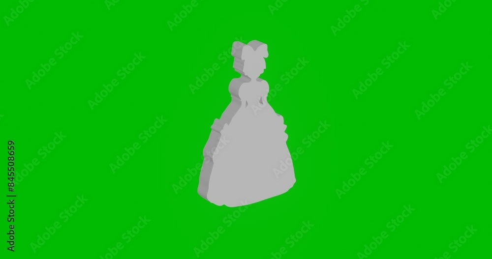 Poster animation of rotation of a white princess symbol with shadow. simple and complex rotation. seamless 
