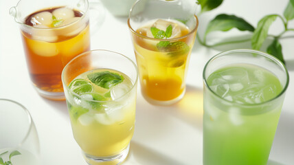 Fototapeta premium 夏の飲み物 白背景 スタジオ撮影