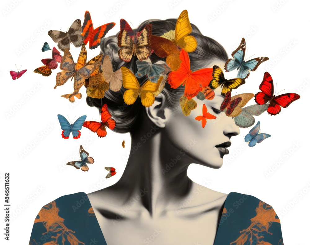 Sticker PNG Butterfly portrait adult representation.