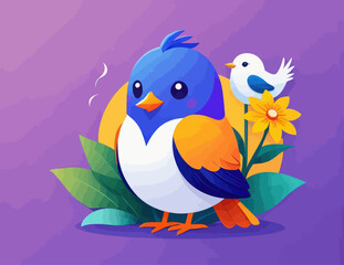 a blue and white bird sitting on top of a flower