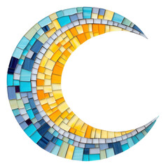 Obraz premium PNG Moon ans sun mosaic art white background.