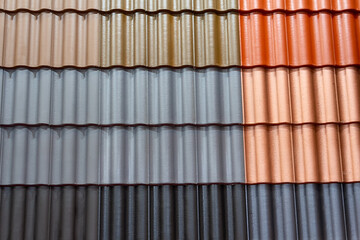 Samples of the colorful roof metal for home building