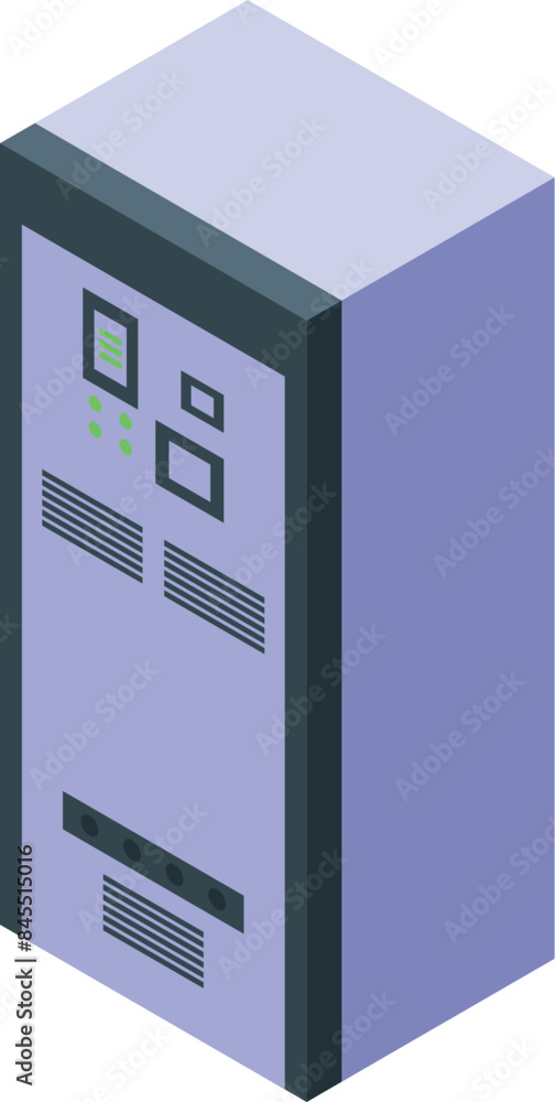 Poster modern electric control panel with display showing working status isometric view