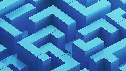 Vibrant Blue 3D Geometric Abstract Pattern Design for Digital Art,Decor or Cover