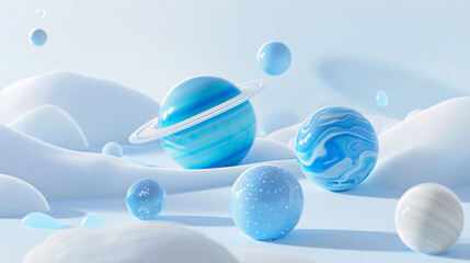 Abstract dream flowing planet 3D rendering aesthetic three-dimensional e-commerce background