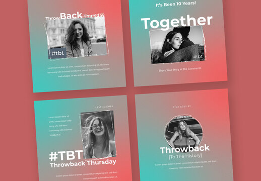 Throwback Thursday Social Media Layout Posts With Gradient Background