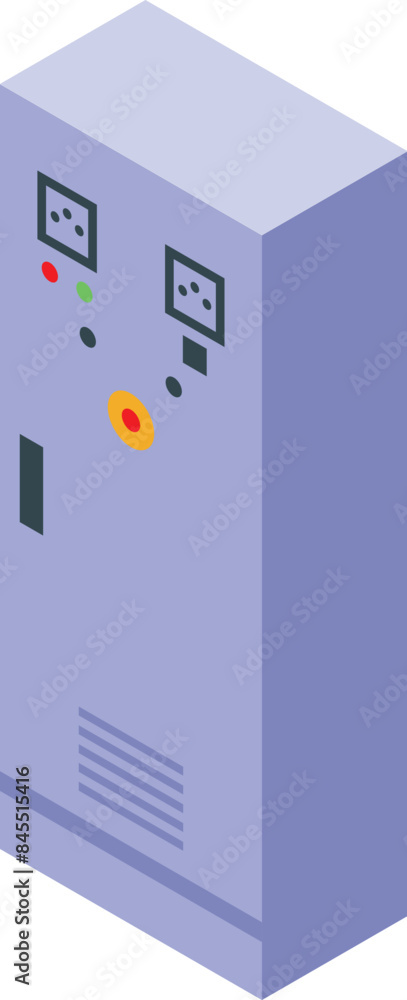 Poster electric panel with buttons and indicators showing different data, isometric view