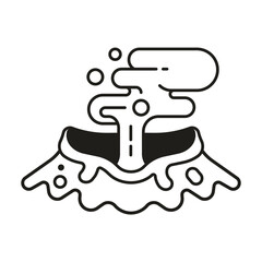 Volcano Eruption Icon in Line Art Design