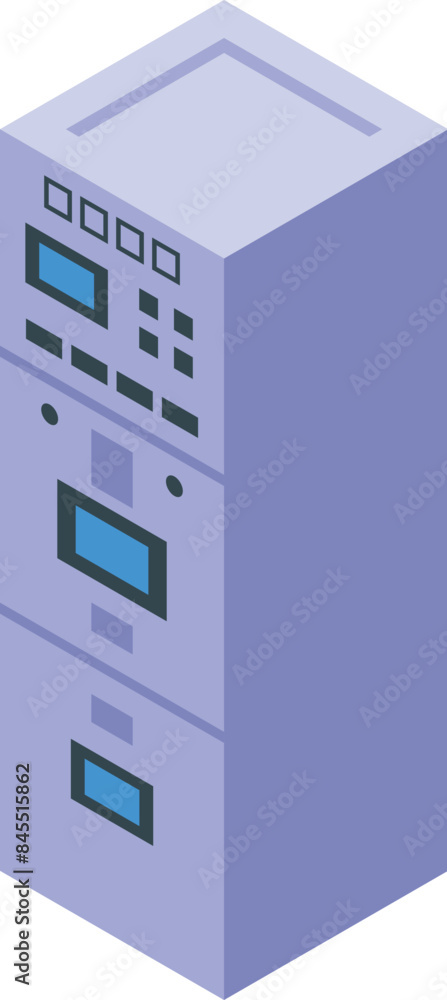 Poster electrical cabinet featuring multiple circuit breakers and controls for power distribution