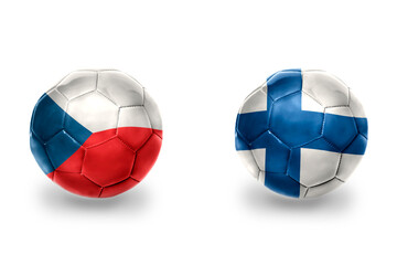 football balls with national flags of finland and czech republic ,soccer teams. on the white background.