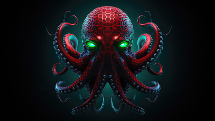 Futuristic Neon Octopus Art with Glowing Effects

