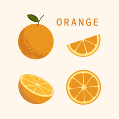Fresh orange, lemon, tangerine, mandarin fruits vector background illustration.